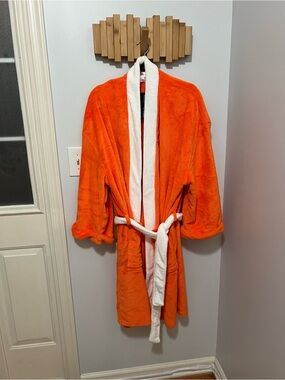 Ron Burgundy Halloween costume - orange, plush robe - pool scene - NWT